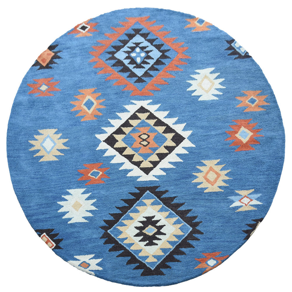 Hand Tufted Wool Area Rug Oriental Light Blue K00S07