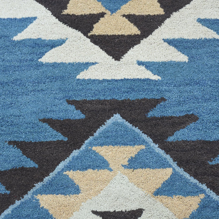 Hand Tufted Wool Area Rug Oriental Light Blue K00S07