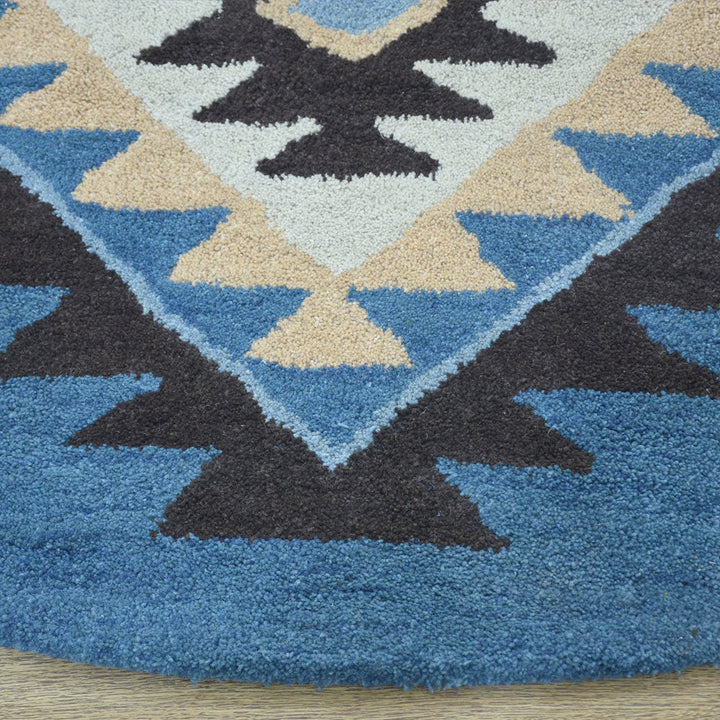 Hand Tufted Wool Area Rug Oriental Light Blue K00S07