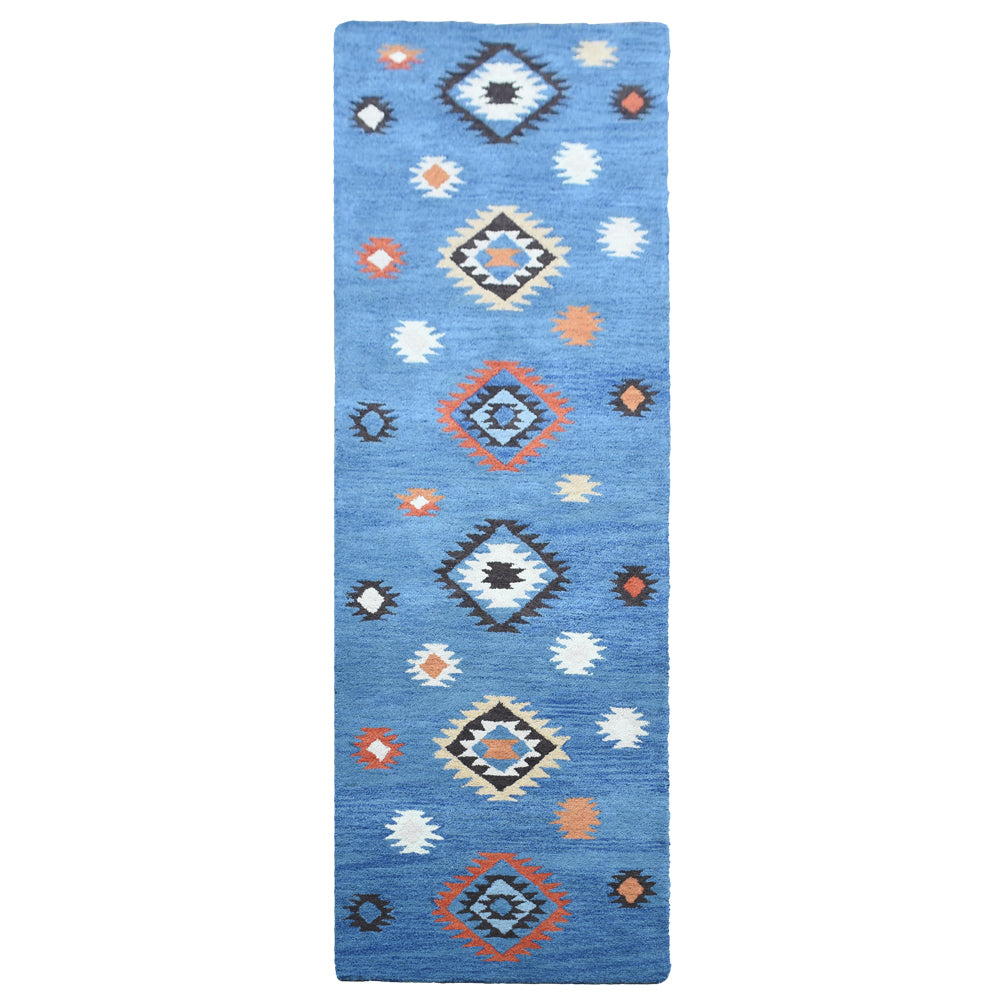 Hand Tufted Wool Area Rug Oriental Light Blue K00S07