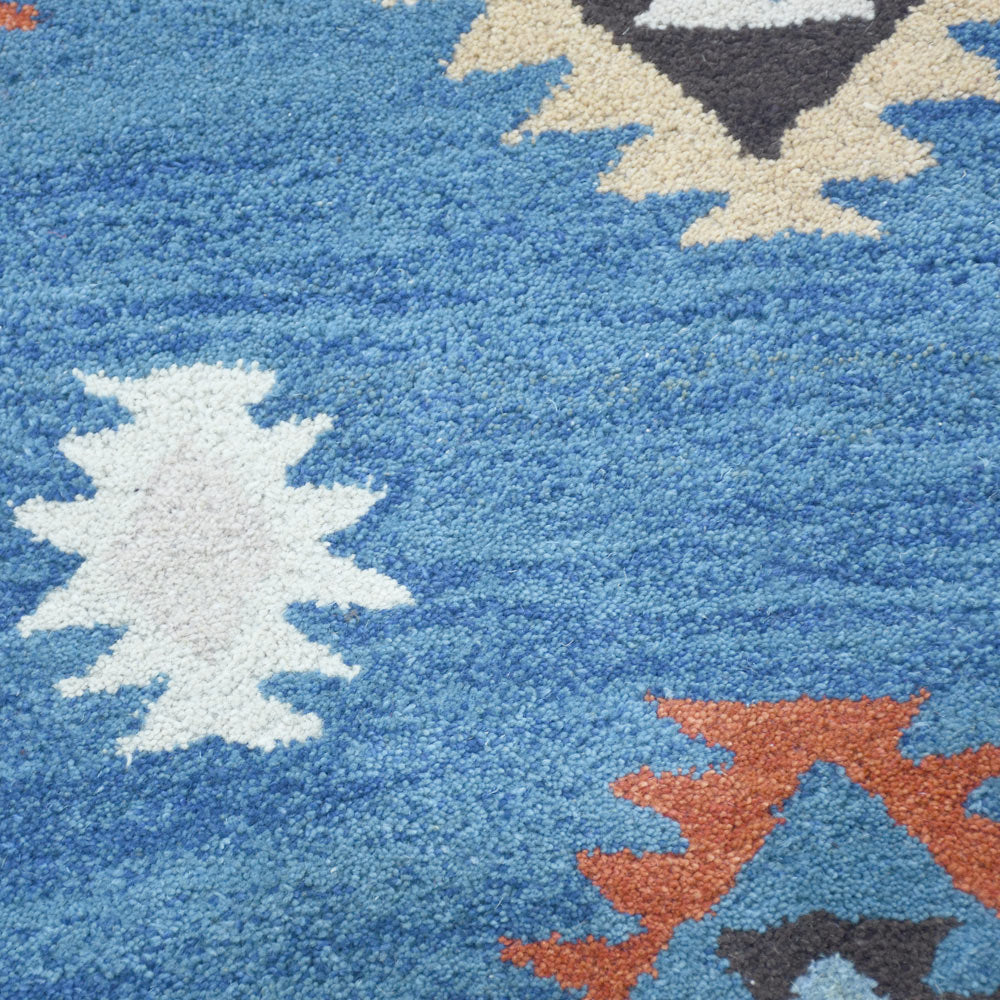 Hand Tufted Wool Area Rug Oriental Light Blue K00S07