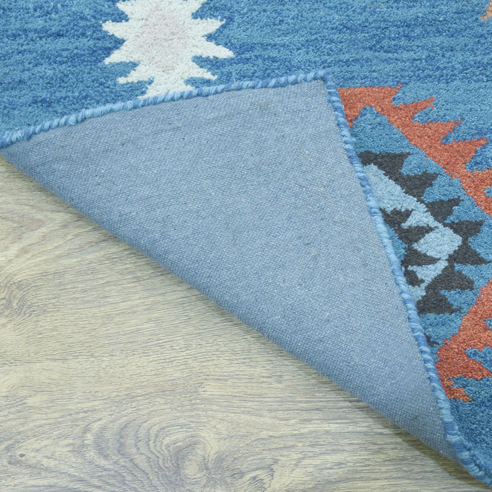 Hand Tufted Wool Area Rug Oriental Light Blue K00S07