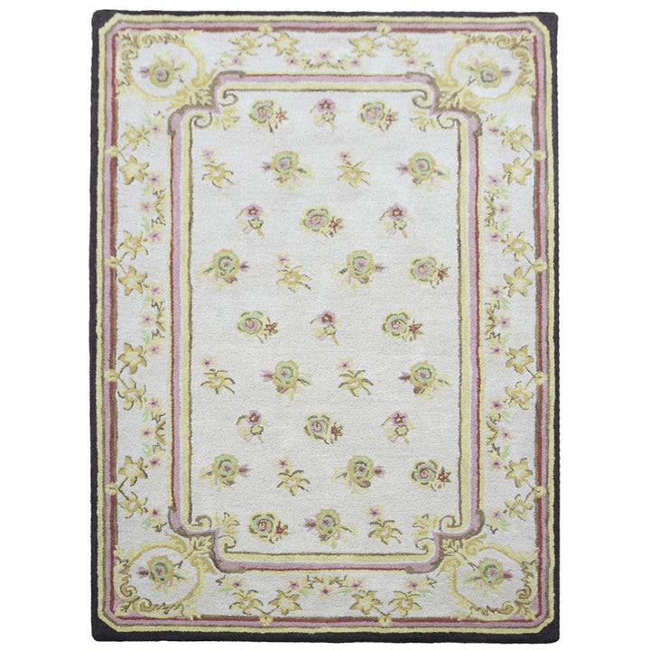 Hand Tufted Wool Area Rug Oriental Cream K00S08
