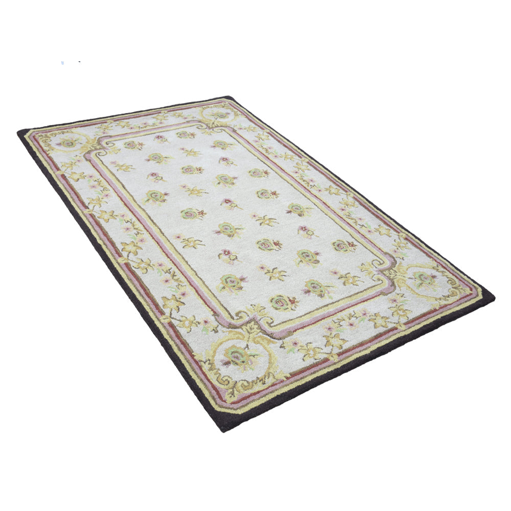 Hand Tufted Wool Area Rug Oriental Cream K00S08