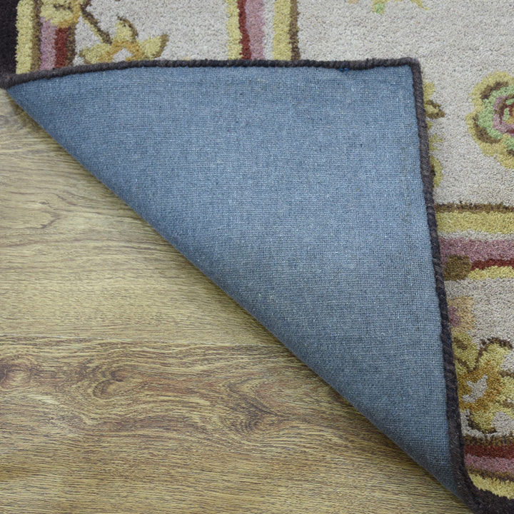 Hand Tufted Wool Area Rug Oriental Cream K00S08