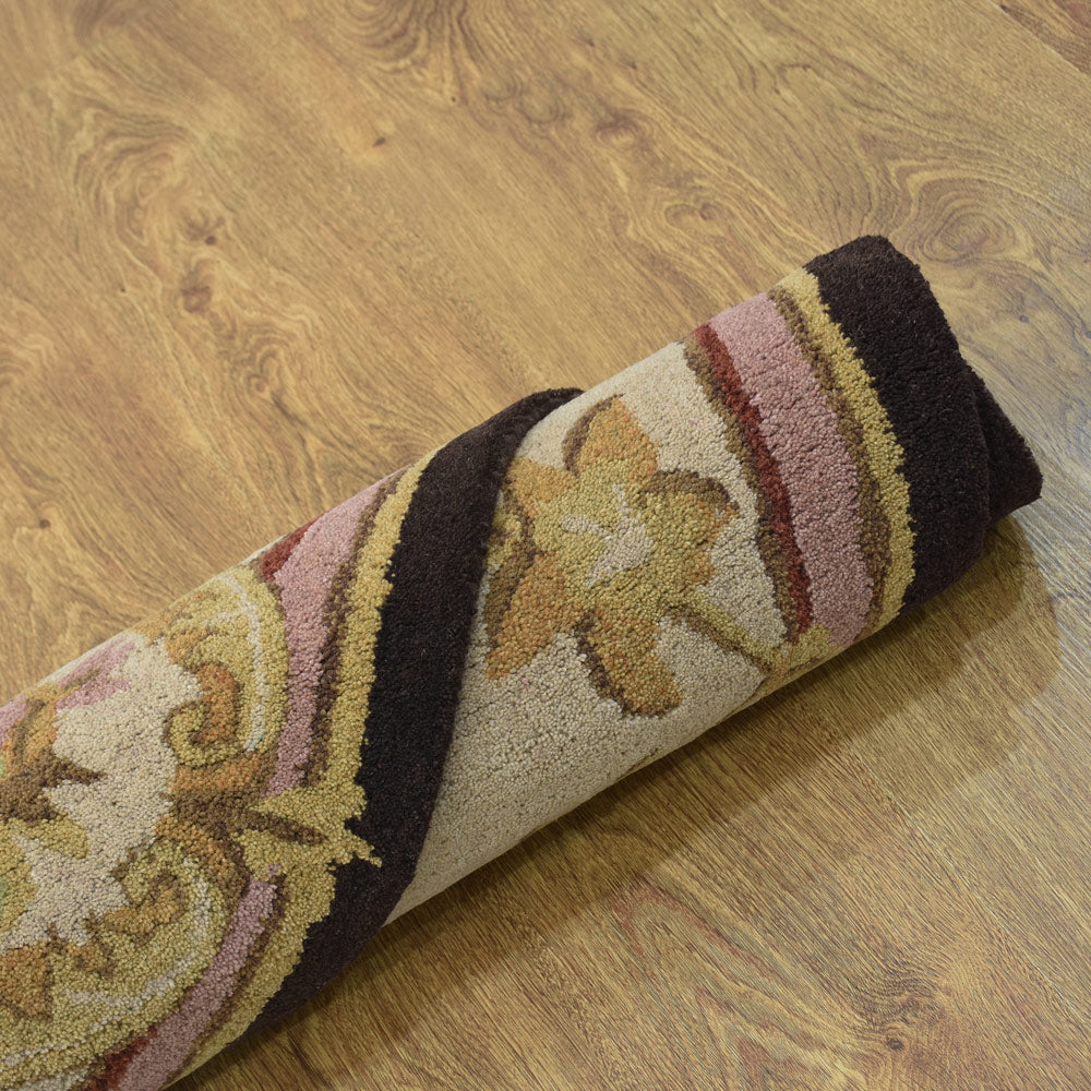 Hand Tufted Wool Area Rug Oriental Cream K00S08