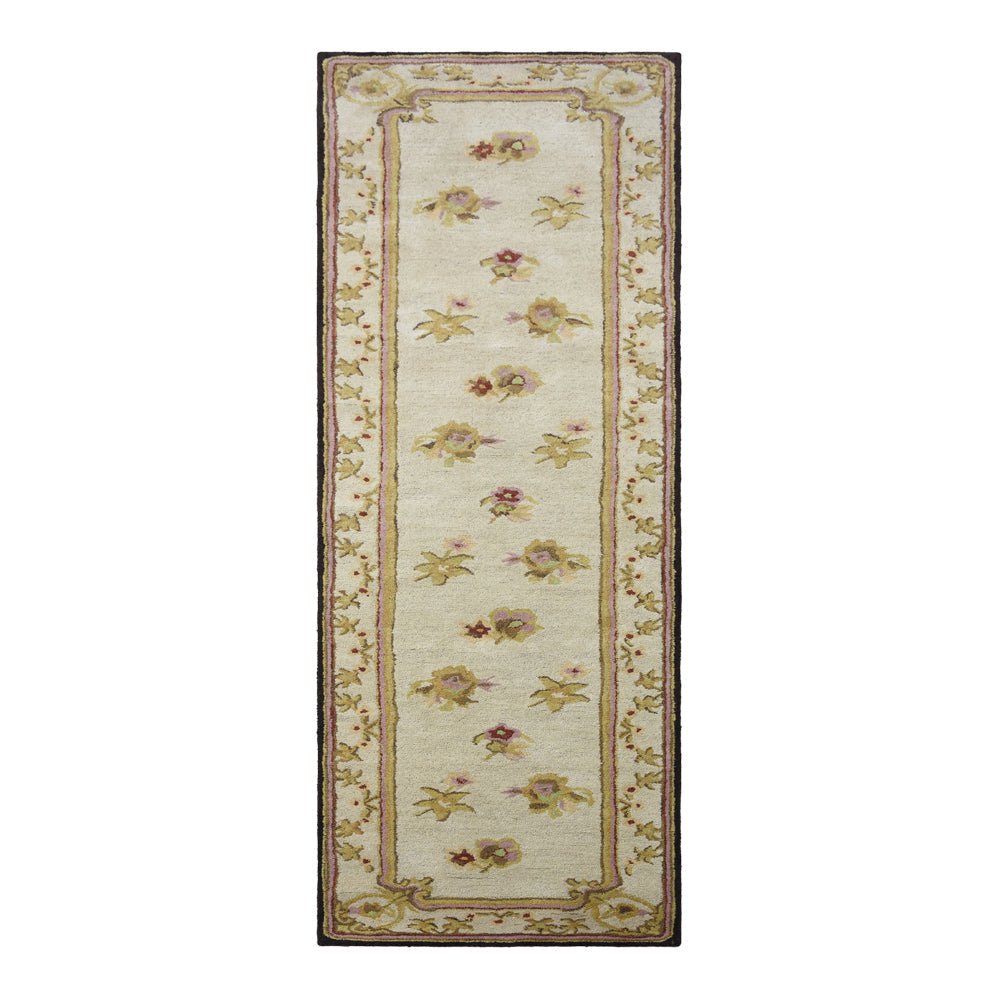 Hand Tufted Wool Area Rug Oriental Cream K00S08