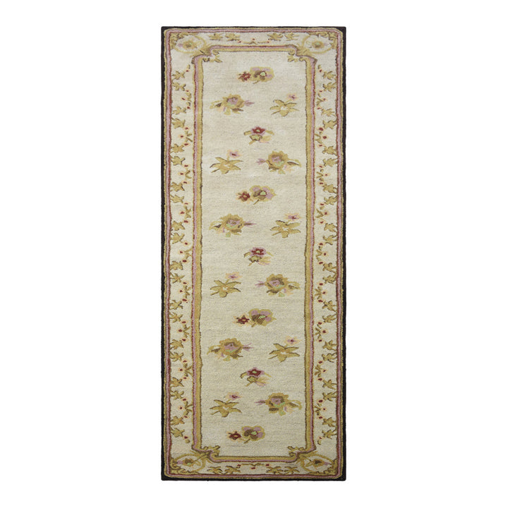 Hand Tufted Wool Area Rug Oriental Cream K00S08