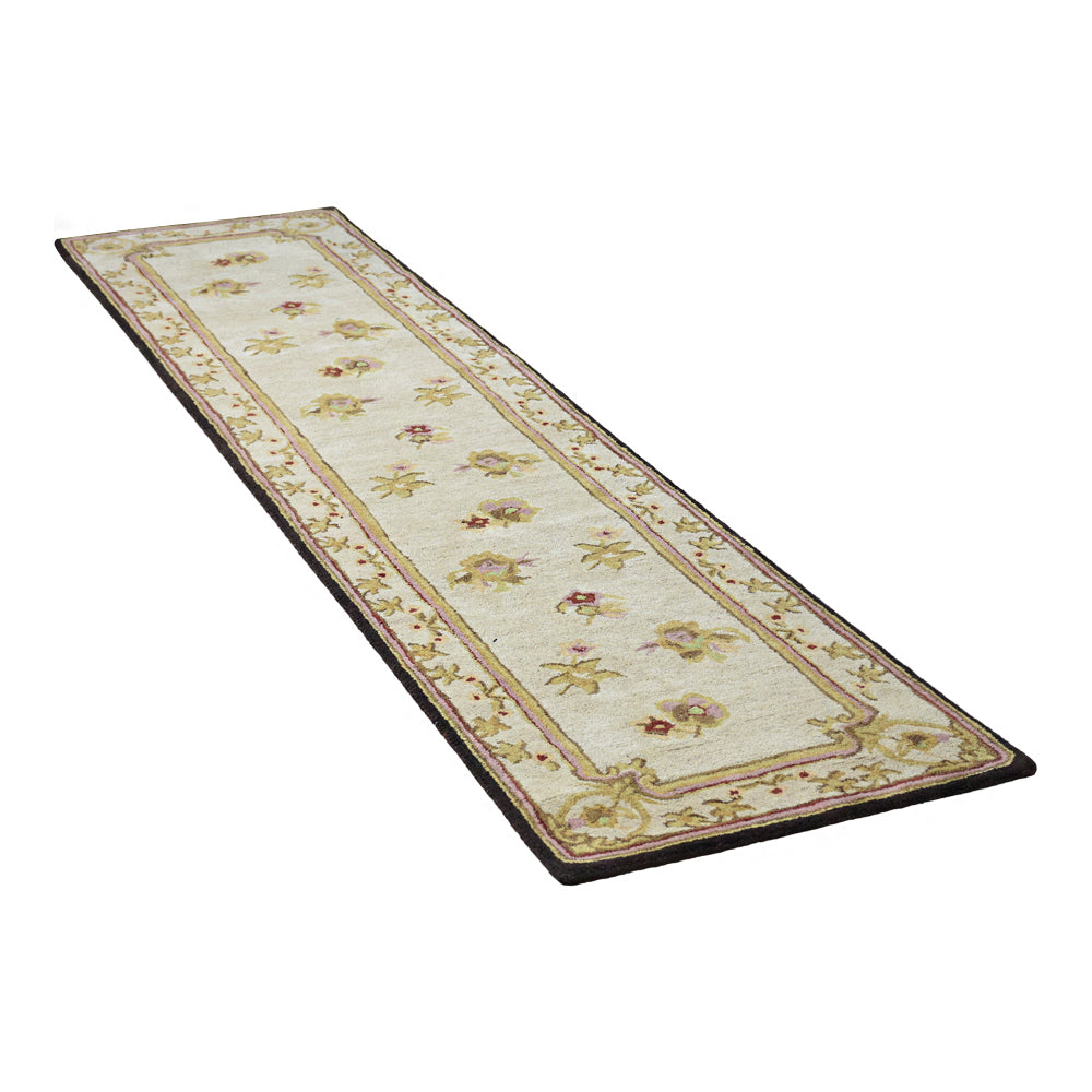 Hand Tufted Wool Area Rug Oriental Cream K00S08
