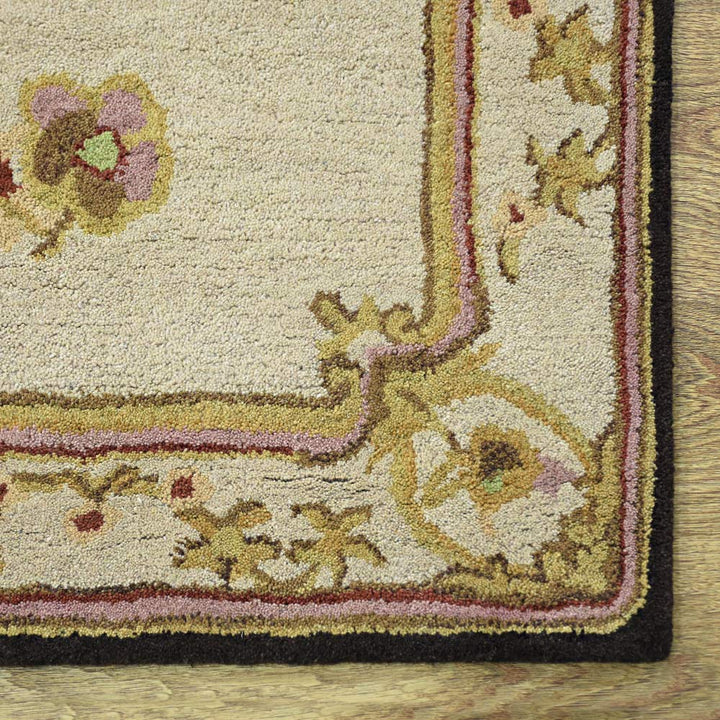 Hand Tufted Wool Area Rug Oriental Cream K00S08
