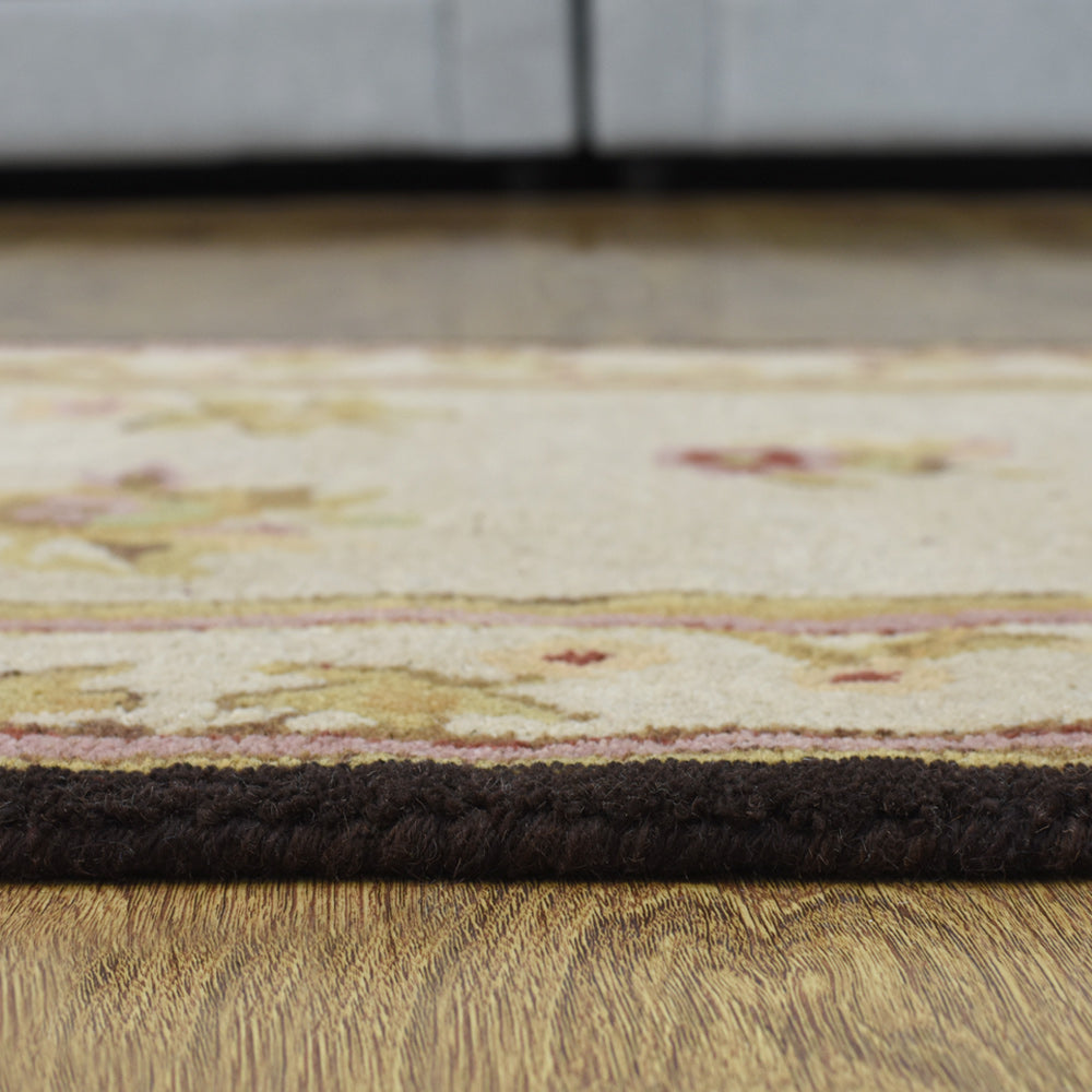 Hand Tufted Wool Area Rug Oriental Cream K00S08