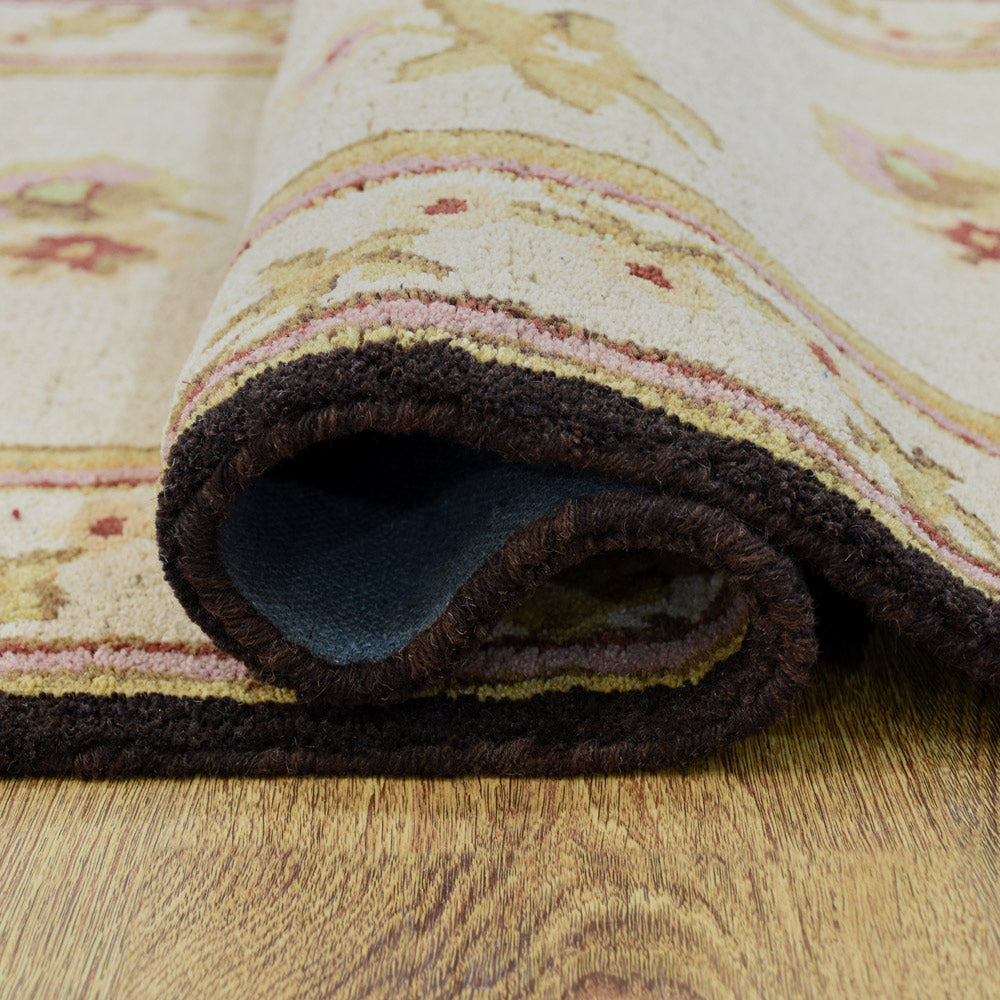 Hand Tufted Wool Area Rug Oriental Cream K00S08