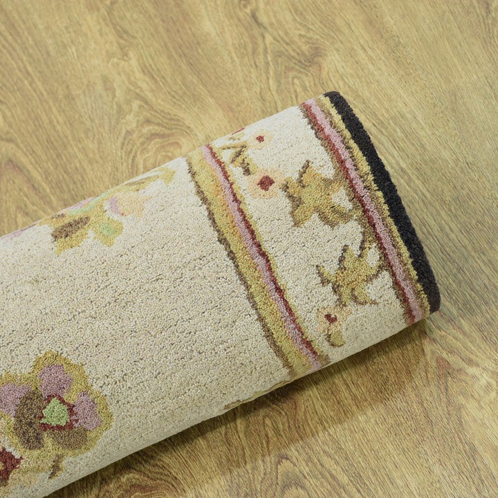 Hand Tufted Wool Area Rug Oriental Cream K00S08