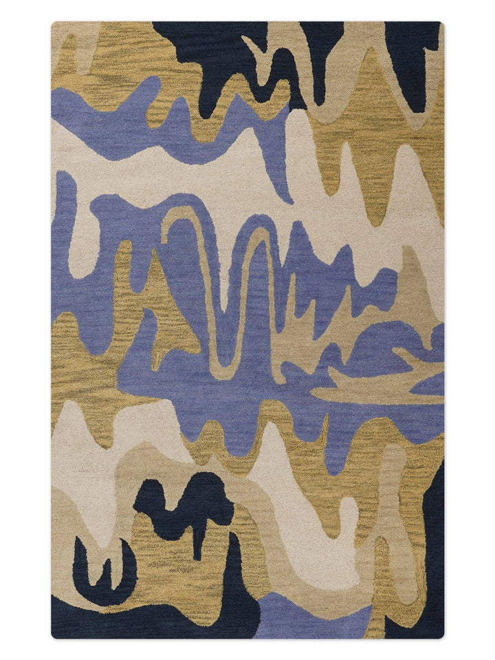 Hand Tufted Wool Area Rug Abstract Multicolor K00S10