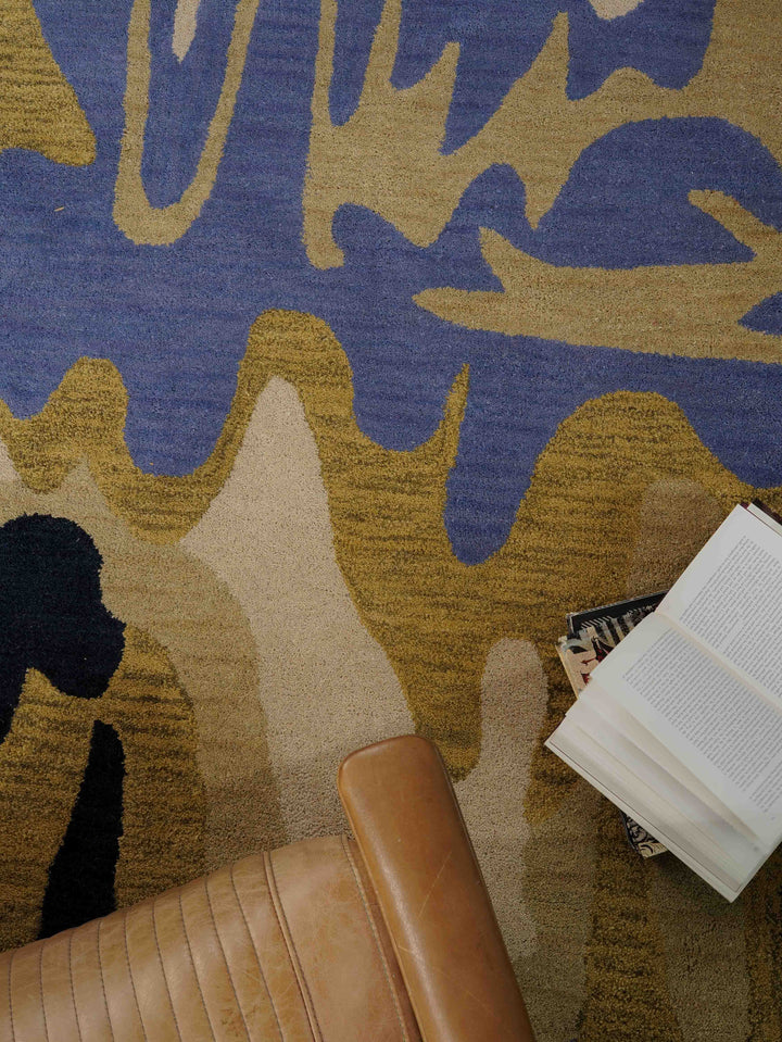 Hand Tufted Wool Area Rug Abstract Multicolor K00S10