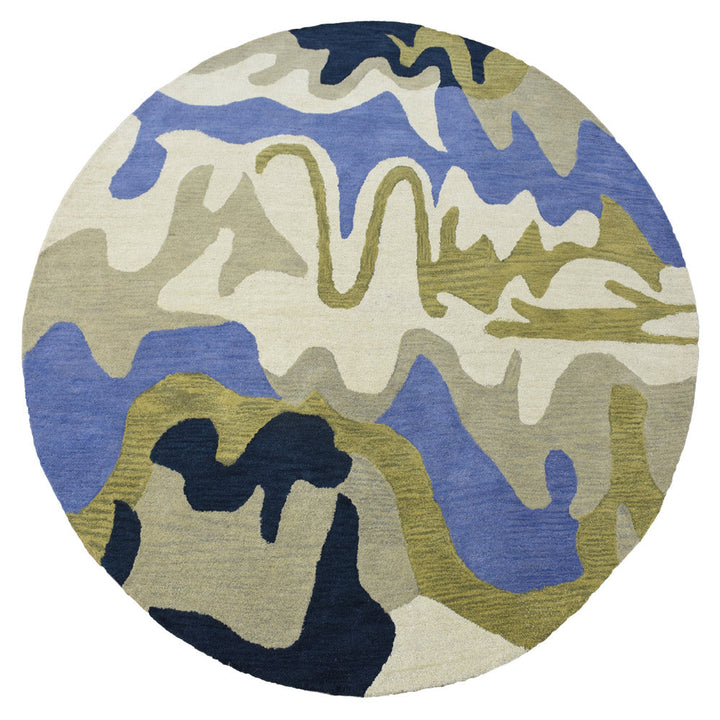 Hand Tufted Wool Area Rug Abstract Multicolor K00S10