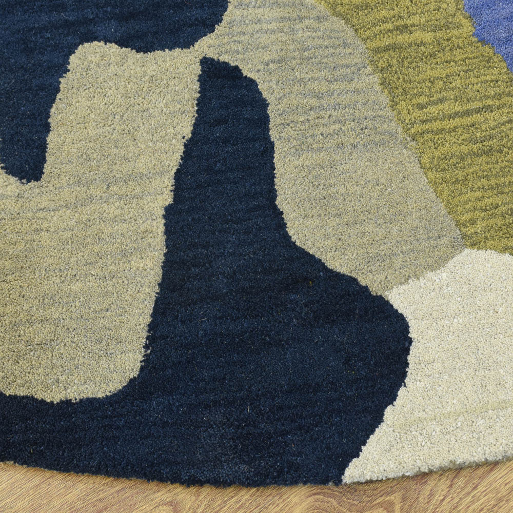 Hand Tufted Wool Area Rug Abstract Multicolor K00S10