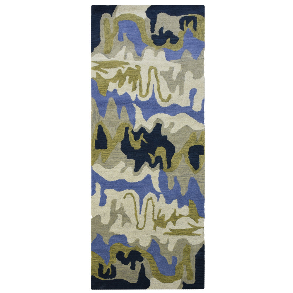 Hand Tufted Wool Area Rug Abstract Multicolor K00S10