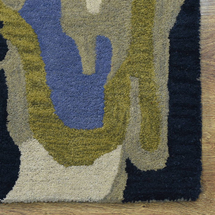 Hand Tufted Wool Area Rug Abstract Multicolor K00S10