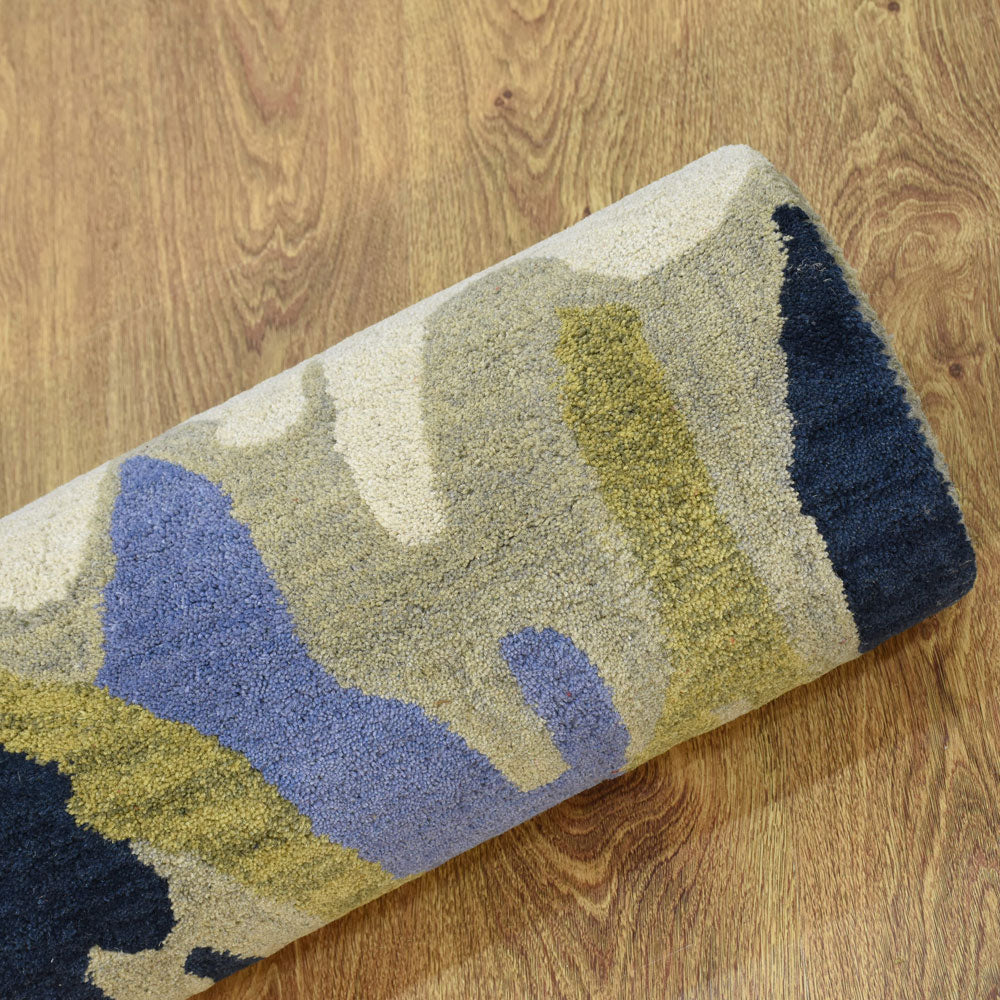 Hand Tufted Wool Area Rug Abstract Multicolor K00S10