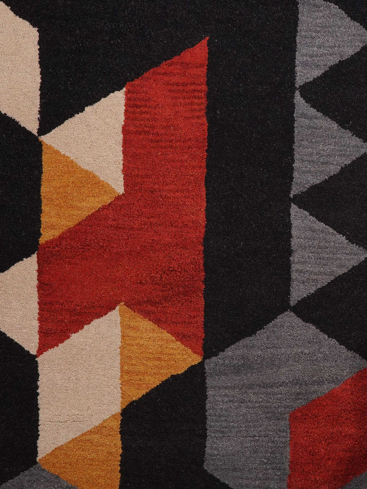 Hand Tufted Wool Area Rug Geometric Multicolor K00S12