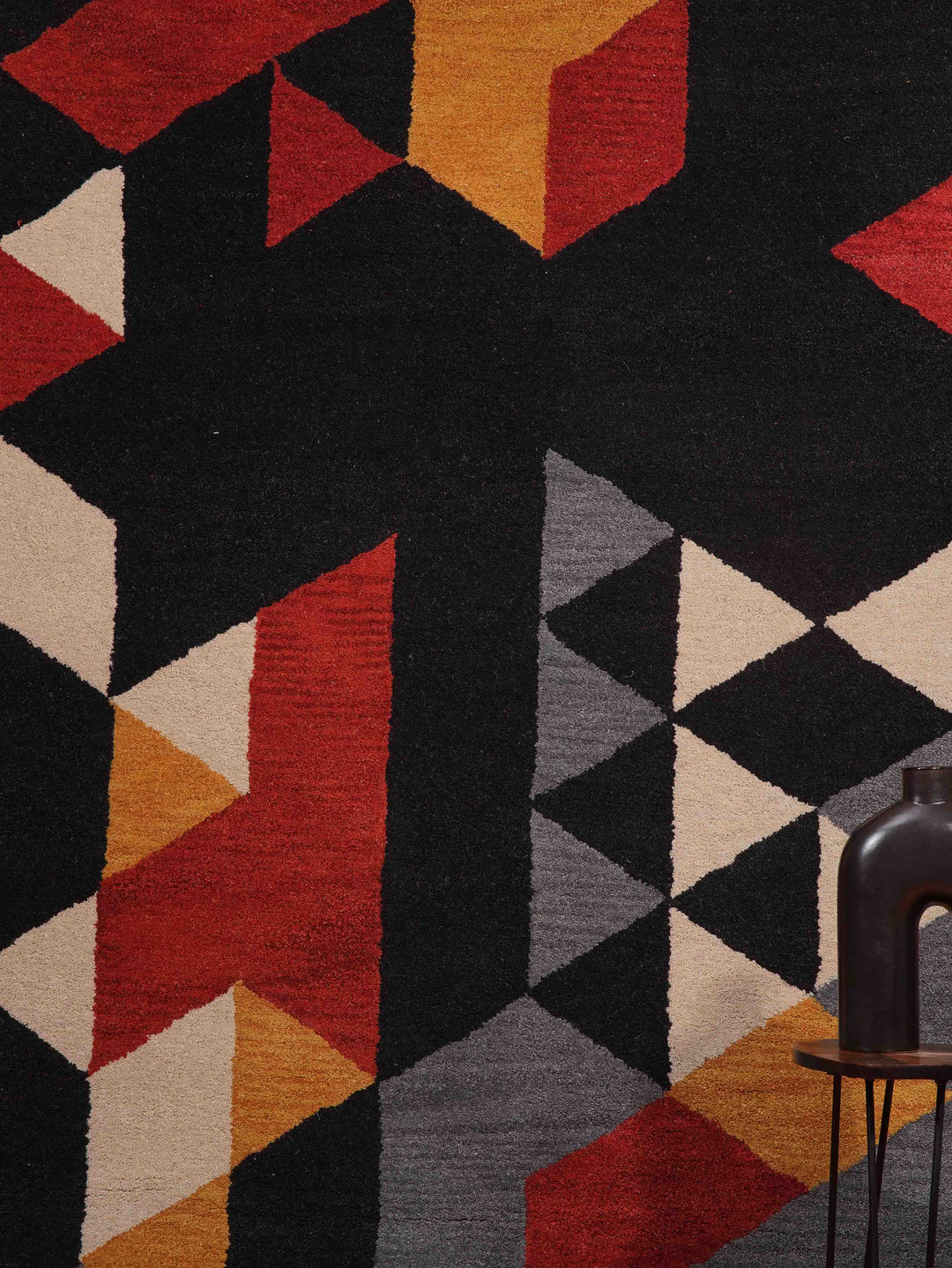 Hand Tufted Wool Area Rug Geometric Multicolor K00S12