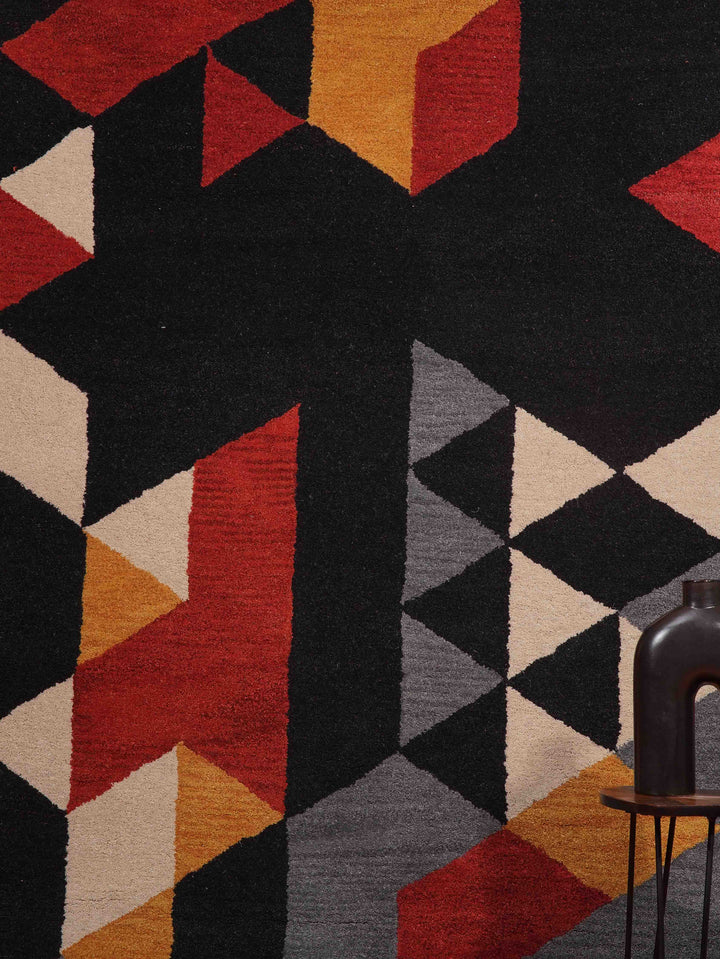 Hand Tufted Wool Area Rug Geometric Multicolor K00S12