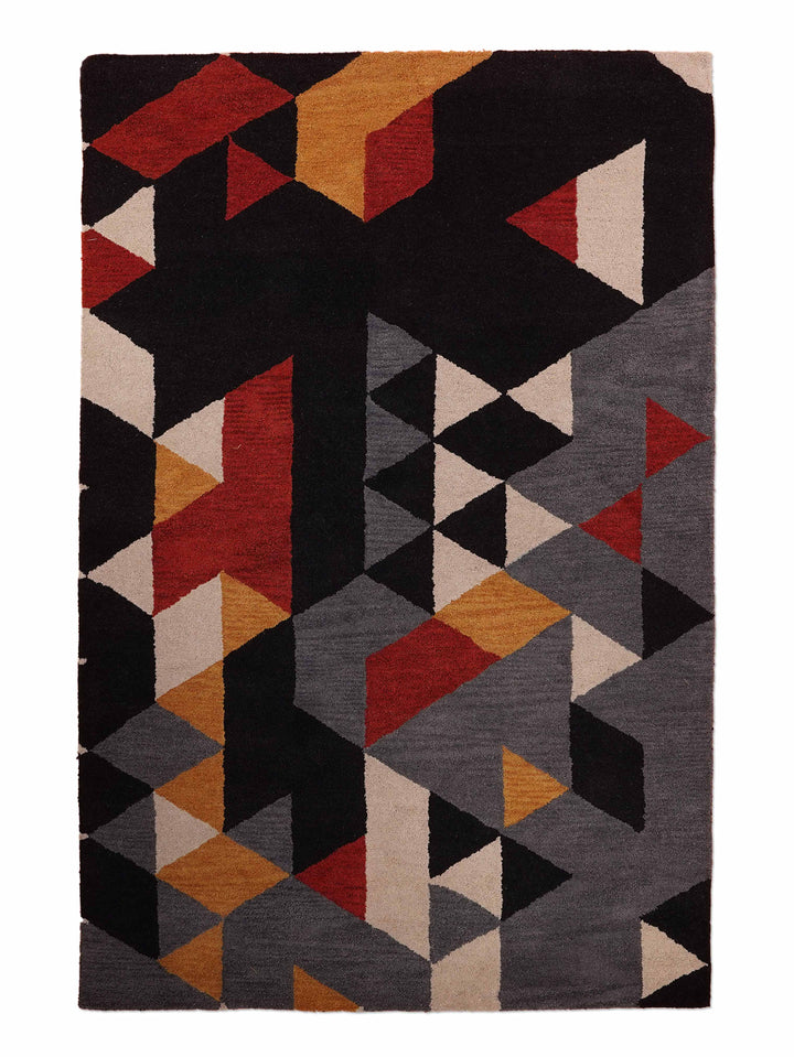 Hand Tufted Wool Area Rug Geometric Multicolor K00S12