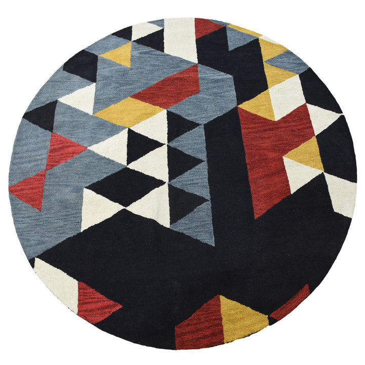 Hand Tufted Wool Area Rug Geometric Multicolor K00S12