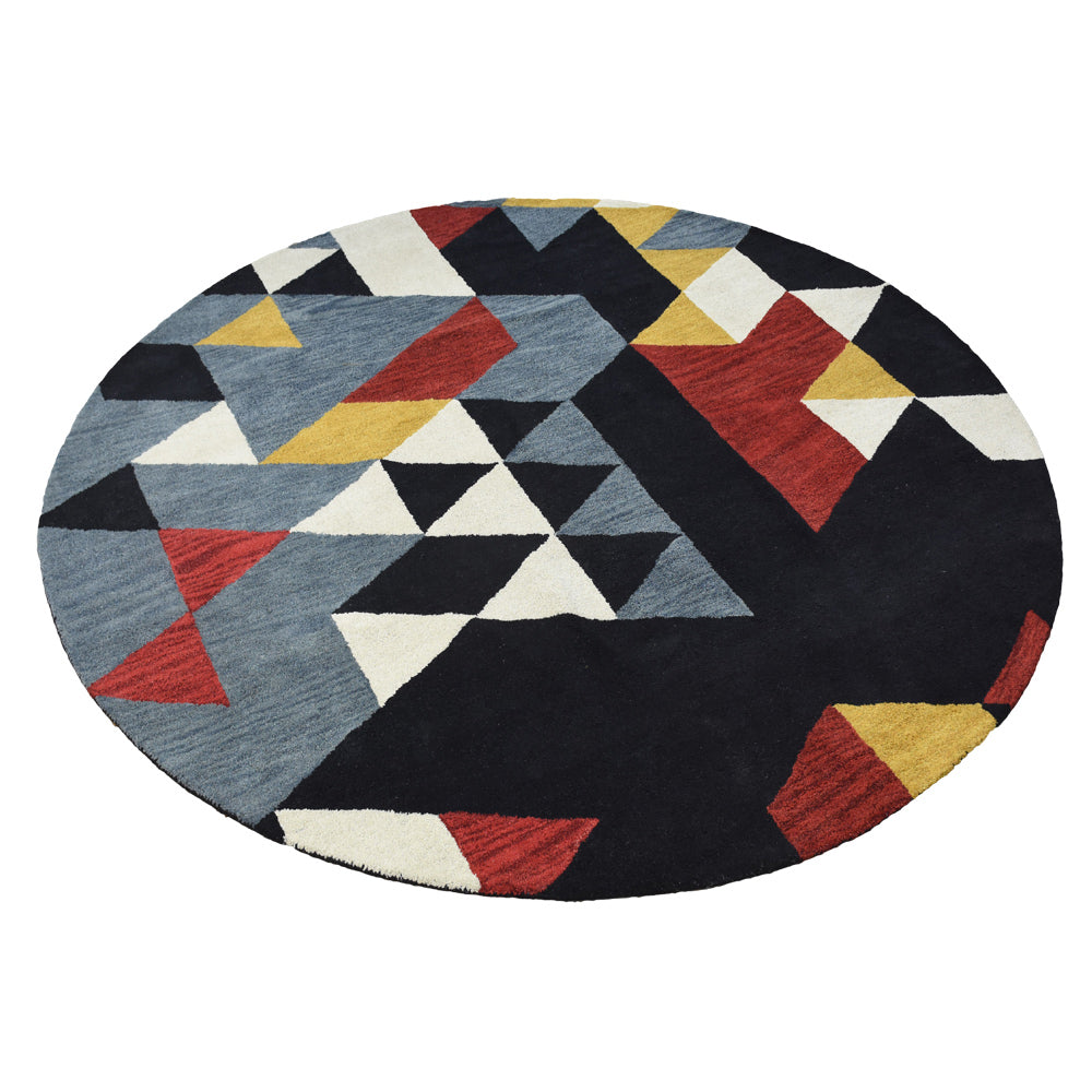 Hand Tufted Wool Area Rug Geometric Multicolor K00S12