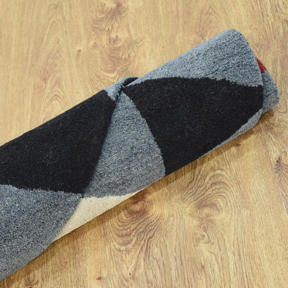 Hand Tufted Wool Area Rug Geometric Multicolor K00S12