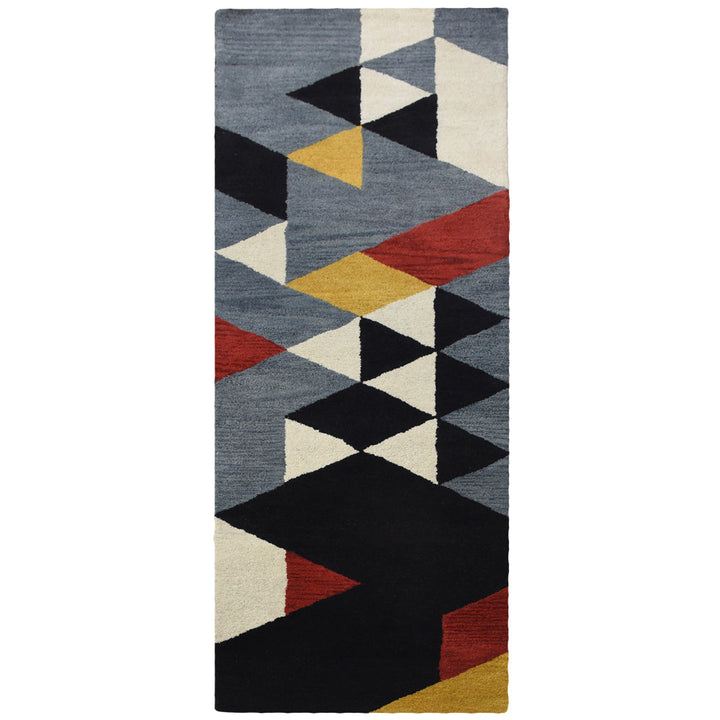 Hand Tufted Wool Area Rug Geometric Multicolor K00S12