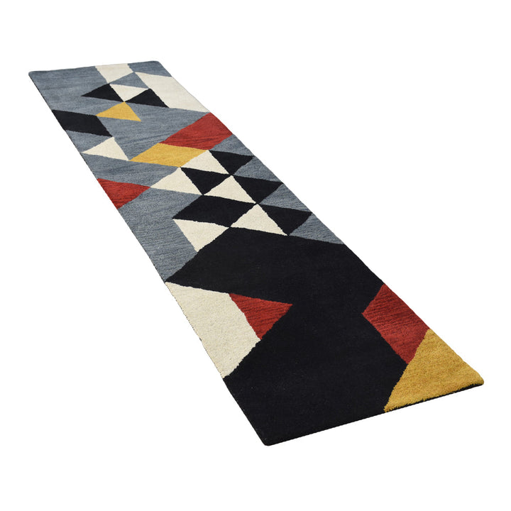 Hand Tufted Wool Area Rug Geometric Multicolor K00S12