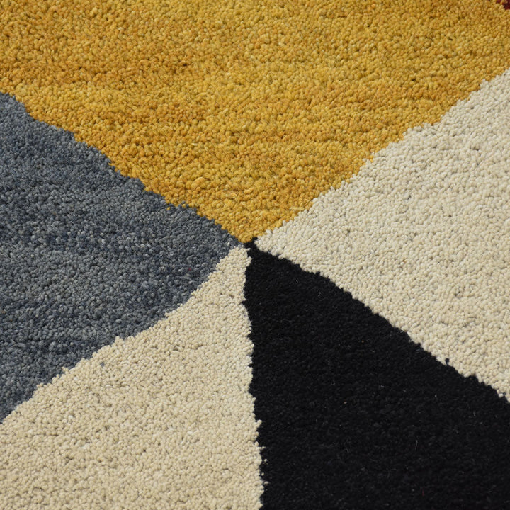 Hand Tufted Wool Area Rug Geometric Multicolor K00S12