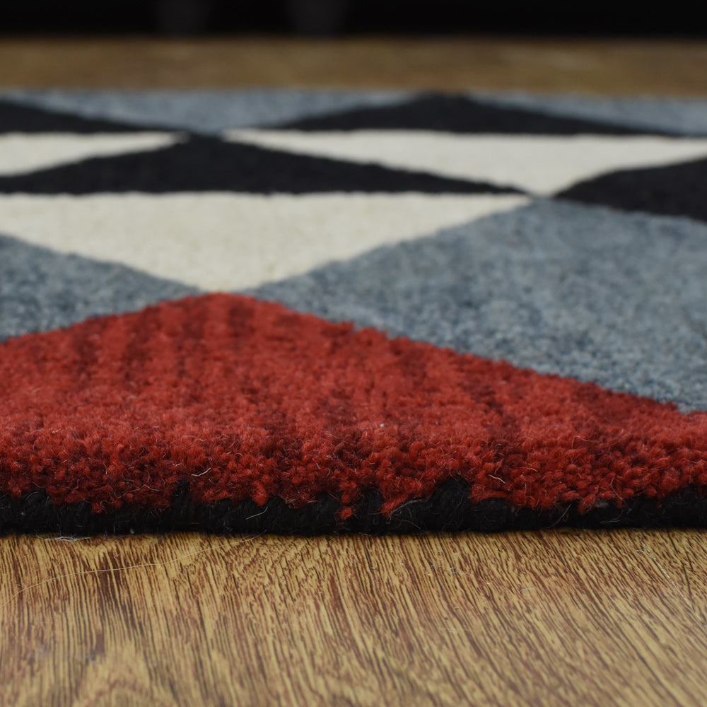 Hand Tufted Wool Area Rug Geometric Multicolor K00S12
