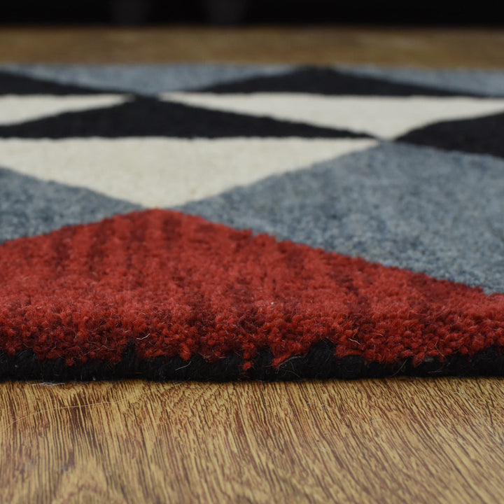 Hand Tufted Wool Area Rug Geometric Multicolor K00S12