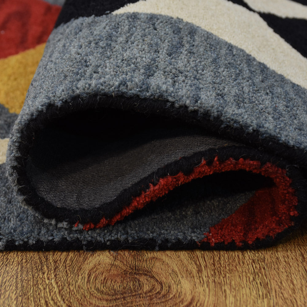 Hand Tufted Wool Area Rug Geometric Multicolor K00S12
