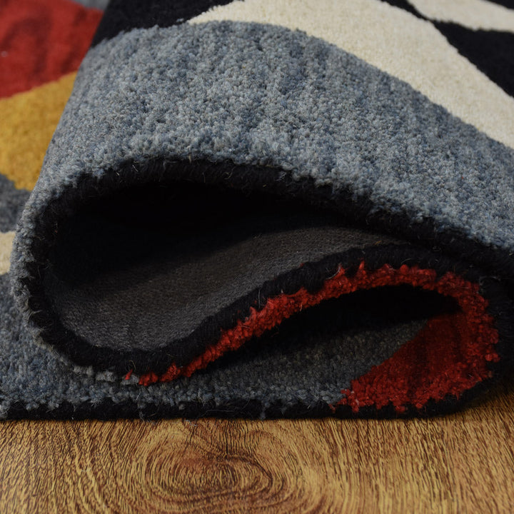 Hand Tufted Wool Area Rug Geometric Multicolor K00S12