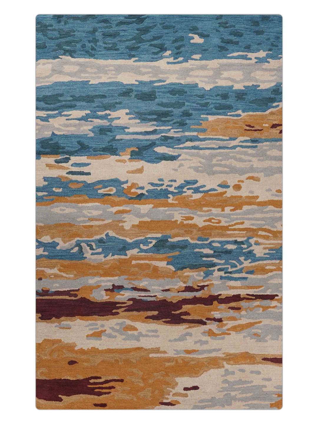 Hand Tufted Wool Area Rug Abstract Multicolor K00S13