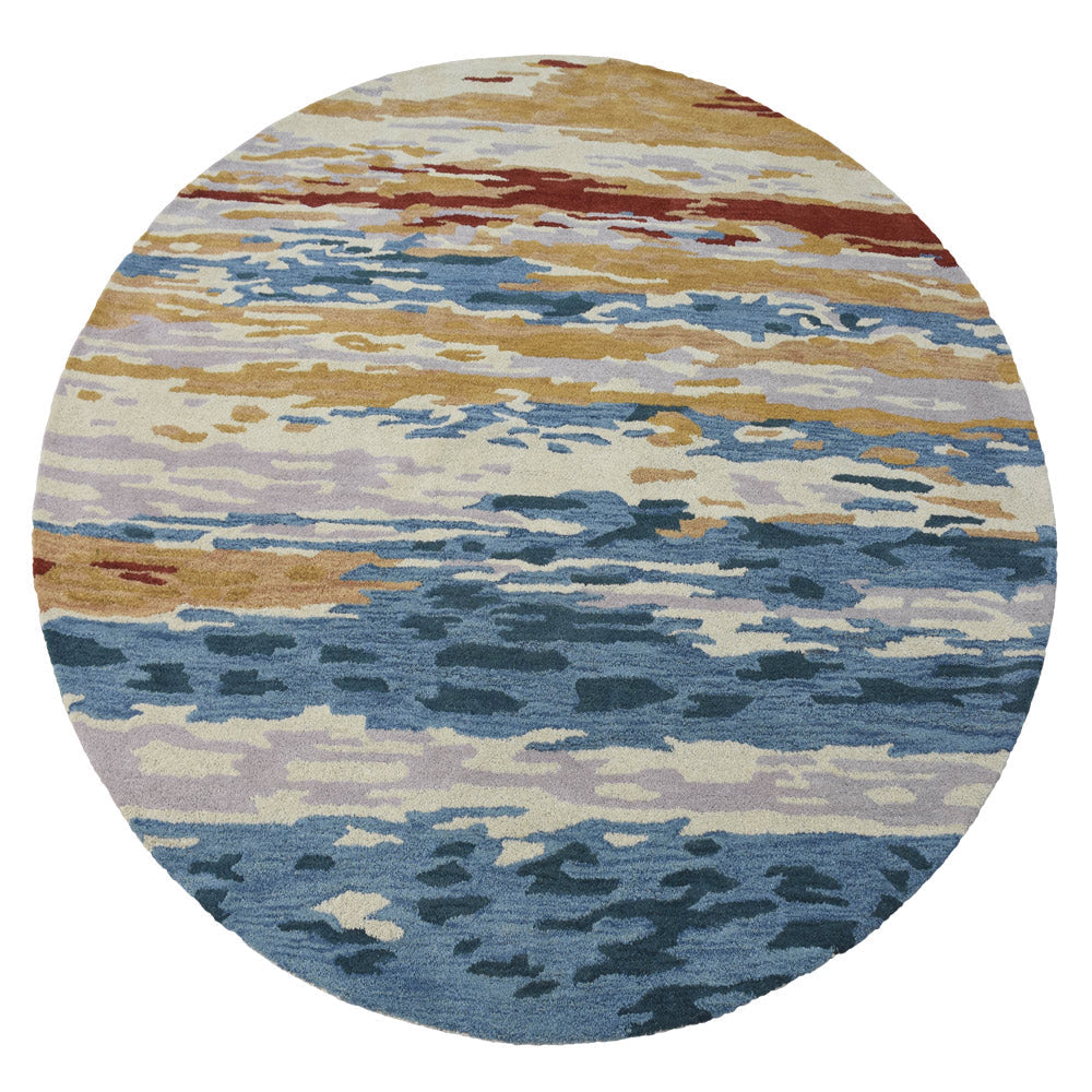 Hand Tufted Wool Area Rug Abstract Multicolor K00S13