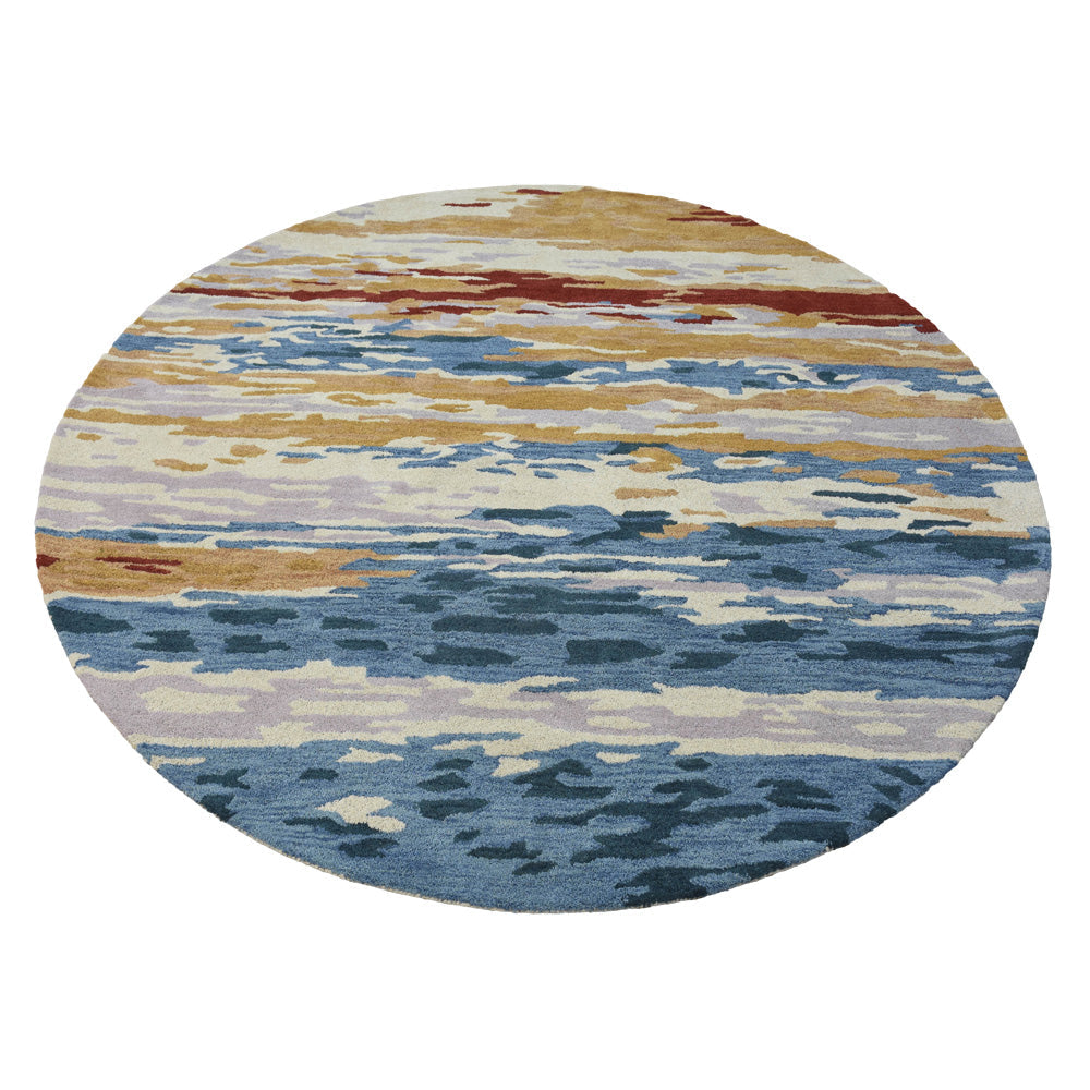 Hand Tufted Wool Area Rug Abstract Multicolor K00S13