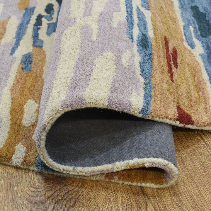 Hand Tufted Wool Area Rug Abstract Multicolor K00S13