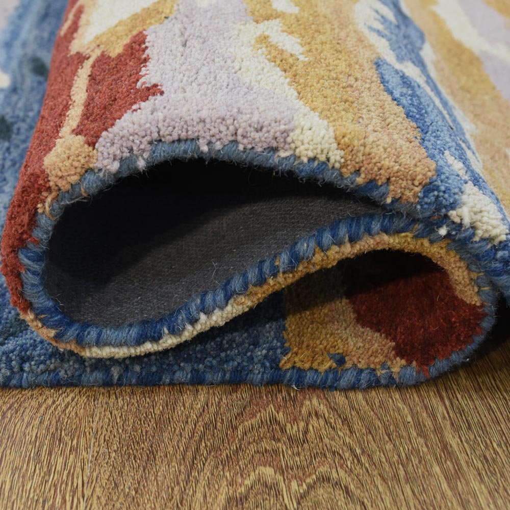 Hand Tufted Wool Area Rug Abstract Multicolor K00S13
