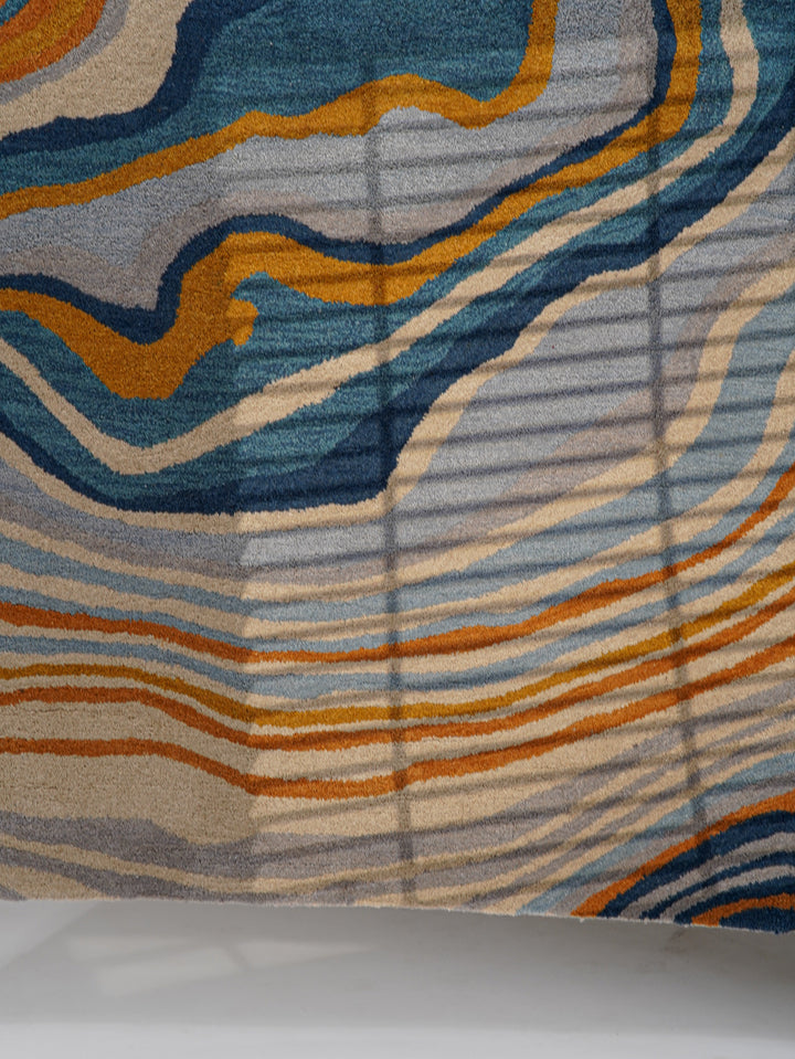 Hand Tufted Wool Area Rug Abstract Multicolor K00S17