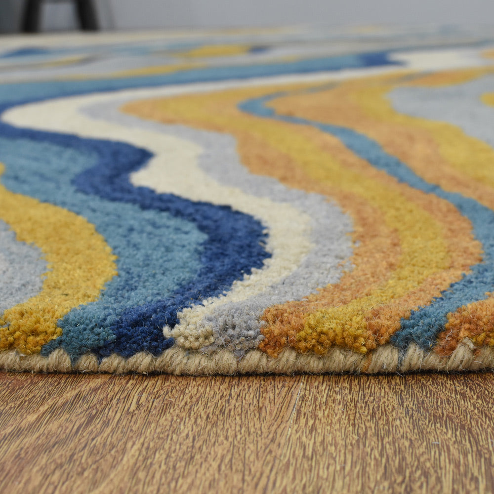 Hand Tufted Wool Area Rug Abstract Multicolor K00S17