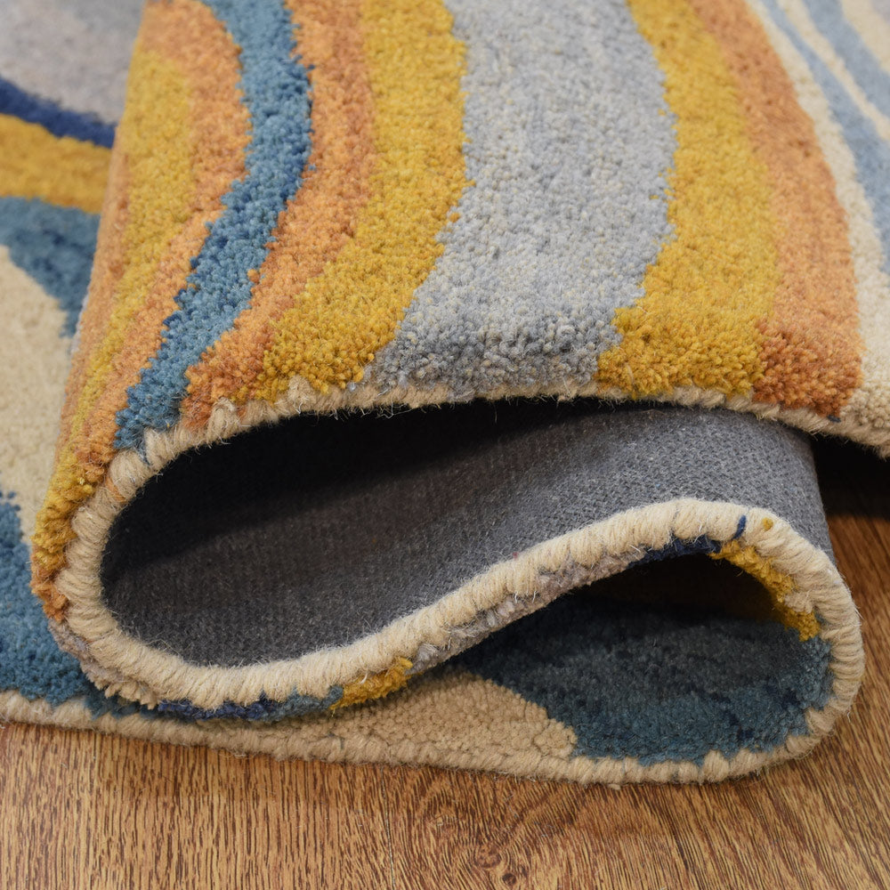 Hand Tufted Wool Area Rug Abstract Multicolor K00S17