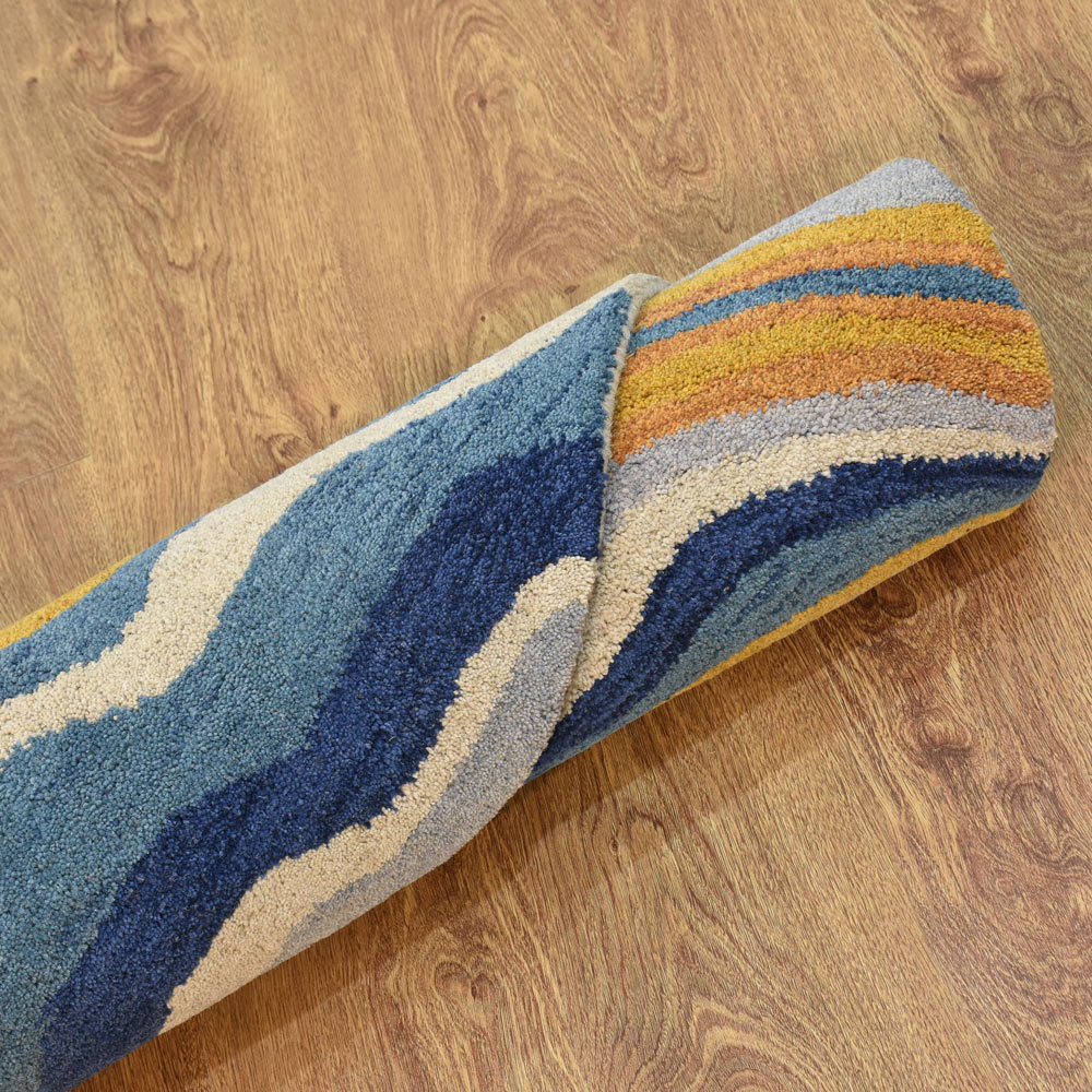 Hand Tufted Wool Area Rug Abstract Multicolor K00S17