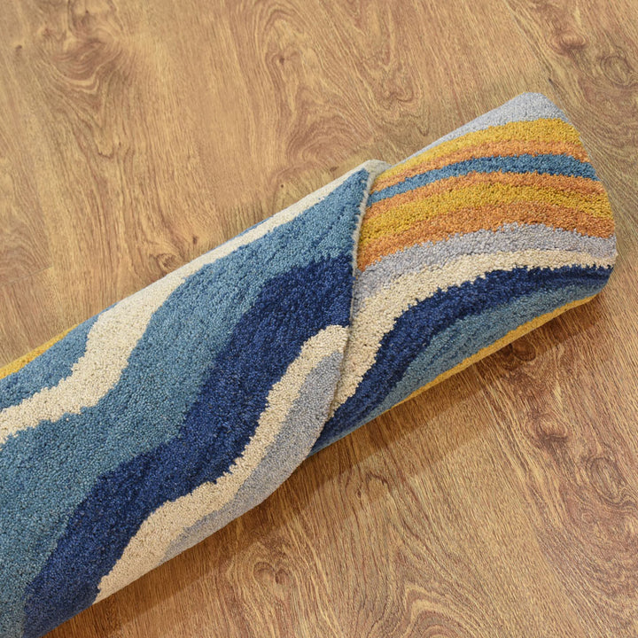 Hand Tufted Wool Area Rug Abstract Multicolor K00S17