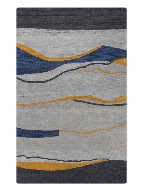Hand Tufted Wool Area Rug Contemporary Multicolor K00S19