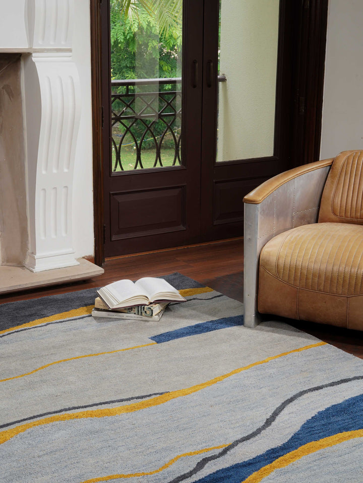 Hand Tufted Wool Area Rug Contemporary Multicolor K00S19